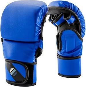 Gants de MMA bleus de qualité supérieure, mitaines de grappling durables, mitaines de boxe professionnelles pour l'entraînement et le sparring en arts martiaux, mitaines à paume ouverte - Product Image 1