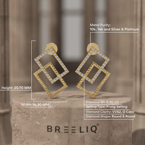 White Gold Geometric Diamond Earrings Elegant Interlocking Rectangle Studs Modern Luxury Jewelry Fine Gift for Women - Product Image 6
