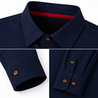 Camisa de Trabajo Unisex Azul Marino 2026, 100% Algodón FR, Manga Larga, para la Industria de Soldadura, con Bolsillos en el Pecho, Transpirable, Corte Regular
