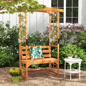 Arbre de jardin avec pergola et banc 2 places, 6,2 pieds de haut, pour la décoration de pelouse et de jardin - Product Image 2