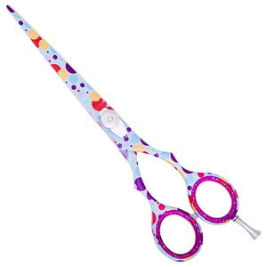 Ciseaux de coiffure professionnels de 5 pouces en acier inoxydable, ciseaux de précision pour barbier, réglables, réutilisables, design coloré, OEM - Product Image 1