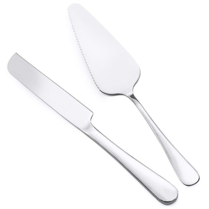 Stainless Steel Silver Plated Ribbed Heart End Handle Cake Serving <b>Set</b> wedding Cake Knife & Spatula Server <b>Set</b> for cake serving - Product Image 3