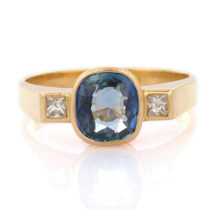 Anillo de Boda de Oro de 14K con Zafiro y Diamantes para Mujer - Product Image 2