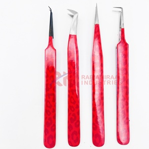 Ensemble de pinces à cils professionnelles RMI en acier inoxydable à pointe argentée, design personnalisé avec revêtement en papier et pointe lisse pour extensions de cils - Product Image 4