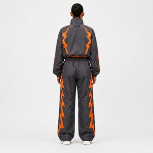 Nylon Training Tracksuit <b>Set</b> Black Zip Jacket and Track Pants for Athletic Sports Fitness Workout and Casual Outdoor Wear - Product Image 2