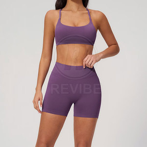 Conjunto de Shorts de Yoga Ligeros con Logotipo Frontal, 2 Piezas, Ropa Deportiva, Secado Rápido, Cintura Elástica, Largo hasta la Rodilla - Product Image 2
