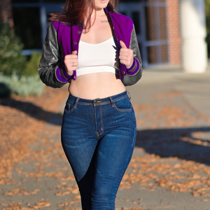 Womens Varsity Crop <b>Jacket</b> Purple <b>Silver</b> Letterman Style Bomber Coat Faux Leather Sleeves Casual Outerwear Ladies Fashion - Product Image 2