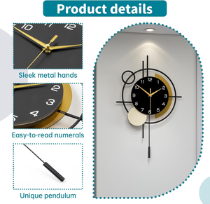 <b>Modern</b> Pendulum Wall <b>Clock</b> for Living Room Decor Silent Non Ticking Decorative <b>Clock</b> for Home Office Farmhouse Interior - Product Image 4