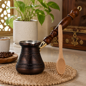 Handcrafted Black Copper Turkish Coffee Pot Cezve Ibrik Wooden Handle <b>Arabic</b> Greek Espresso Coffee Maker Milk Warmer Giftware - Product Image 4
