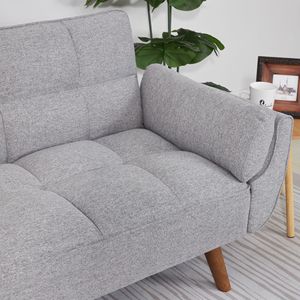 Divano Letto Convertibile Grigio Chiaro con Braccioli Arrotolabili Estensibili/Pieghevoli per Soggiorno con Funzione di Stoccaggio e Reclinazione - Product Image 6