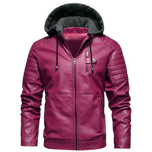 Nouvelle veste en cuir PU marron unie pour homme, style décontracté, veste de motard, veste de sport d'extérieur avec fermeture éclair en métal argenté - Product Image 4
