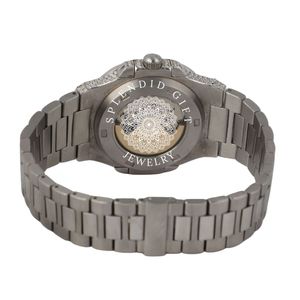 นาฬิกาข้อมือผู้ชายสุดหรู ETA Quartz ประดับเพชรโมอิสซาไนต์ ตัวล็อคแบบซ่อน ตัวเรือนทรงกลมสีเงินขนาด 28 มม. ของขวัญสุดพิเศษ - Product Image 5