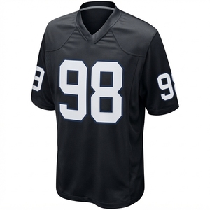 Man Women American Football Jersey Breathable Quick Dry Short <b>Black</b> <b>White</b> <b>Stripe</b> V-Neck Mesh Training Shirt Gridiron Teamwear - Product Image 2