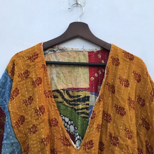 Vestido Kaftan Kantha de Algodón Hecho a Mano al por Mayor, Estilo Bohemio Indio, Holgado, para Playa, para Mujer - Product Image 4