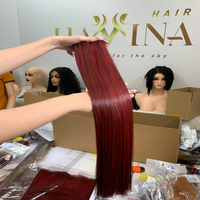 Melon d'eau vin couleur os faisceaux droits couleur rose perruques d'extension de cheveux humains vierges pour les femmes noires avec prix de gros