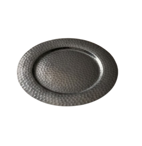 Assiette de service alimentaire ronde martelée argentée, assiette de présentation métallique sûre pour mariages, fêtes et traiteurs - Product Image 6
