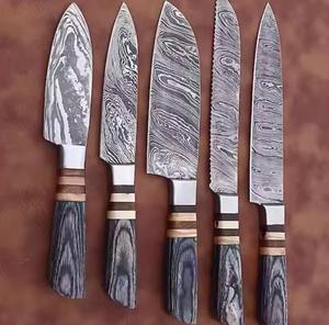Juego de Cuchillos de Chef de Damasco de 5 Piezas, Estilo Premium Personalizado, de Alta Calidad, con Mango Personalizado, Multiusos y Ecológicos - Product Image 1