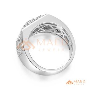 Mens Silver Tone Moissanite Square <b>Ring</b> Luxury Princess Cut Diamond Look <b>Statement</b> <b>Ring</b> for Men - Product Image 5
