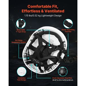Casco di Sicurezza Ventilato Regolabile in ABS con Sospensione a 6 Punti Approvato ANSI/ISEA Z89.1 per Uomo - Product Image 4