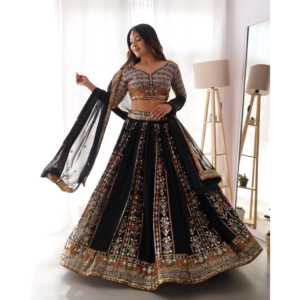 ปาร์ตี้ตอนเย็นสวม lehenga choli กับด้ายและลำดับการทำงาน - Product Image 4