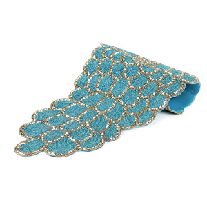 36" Glass Beaded Dining Table Runner High Quality Hand Beaded Work With Custom Floral Design Low Price Runners for Christmas - Product Image 4