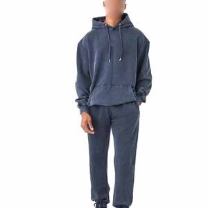 Conjunto de Sudadera con Capucha y Pantalones Deportivos de Algodón Lavado al Ácido, Personalizado, de 2 Piezas, Estilo Vintage para Hombre - Product Image 4