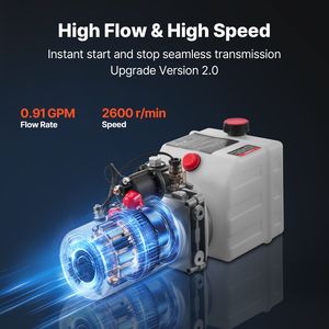 Centralina Idraulica da 4 Quarti per Rimorchio Ribaltabile a Semplice Effetto con Pressione Massima di Scarico di 3200 PSI, Portata di 0,91 GPM, 12V DC - Product Image 5