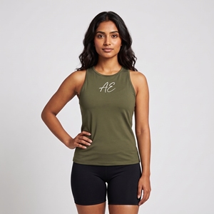 Débardeur noir pour femme, 95% coton, 5% élasthanne, imprimé sur le devant, respirant, tricoté, sportif, col rond, coupe classique - Product Image 3