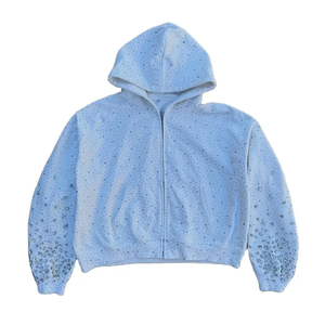 Sudadera con Capucha de Invierno con Pedrería, Cómoda, en Stock, con Logotipo Personalizado, Transpirable, 100% Algodón, Talla Grande - Product Image 1