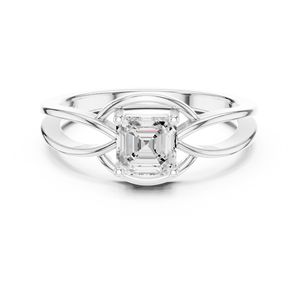 <b>Infinity</b> Love Swirl Princess Cut Lab Grown Diamond Ring Crafted From 14k White Gold GRA Certified Forever-One Engagement Ring - Product Image 1