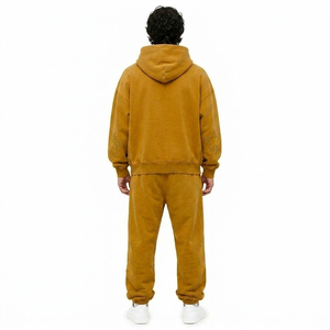 Ensemble de survêtement en molleton épais pour homme, veste à capuche entièrement zippée, logo personnalisé, service OEM, faible MOQ - Product Image 3