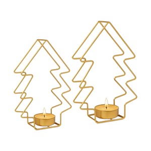 Wholesale <b>Christmas</b> Decor <b>Gold</b> Metal <b>Tree</b> Candle Holder | Geometric Tealight Holder For Holiday Party - Product Image 3