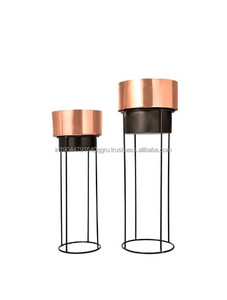 La mejor venta de maceta de cobre y negro de doble tono de metal con soporte - Product Image 4