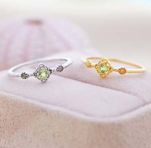 Anillo de Peridoto y Ópalo Naturales en Plata de Ley, Anillo de Peridoto Semiprecioso Natural en Plata o Oro, Diseño de Inspiración Vintage - Product Image 4