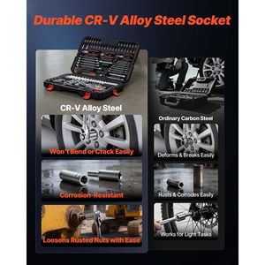 314-Piece Auto Repair <b>Tool</b> <b>Set</b> 1/4 in 3/8 1/2 Drive Metric Socket <b>Set</b> Wrenches Screwdriver Bit <b>Mechanics</b> <b>Tool</b> Kit - Product Image 2