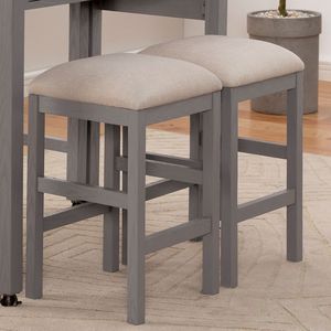Set di 2 Sgabelli da Cucina e Sala da Pranzo Grigio Chiaro con Seduta Imbottita in Tessuto Beige, Nuovo Design - Product Image 1