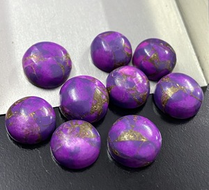 Cabochon de pierre précieuse en cuivre violet et turquoise, taille ronde, en vrac, 5mm/6mm/7mm/8mm/10mm/12mm/13mm/14mm/15mm/16mm/18mm/20mm/22mm/24mm/25mm - Product Image 4
