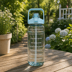 Plastic Drinking Water Bottle with Lid, Reusable <b>Empty</b> Bottle for Travel, Gym & Office 2000ml - Product Image 1