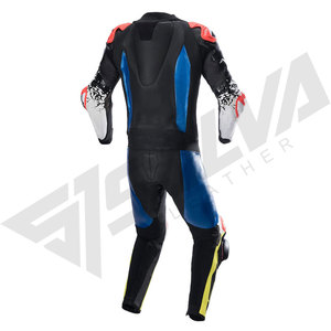 Unisex Full Sleeve Motorcycle Racing Suit Modal 160g Color <b>Blocked</b> Breathable All Seasons One Piece Jacket Pant - Product Image 3