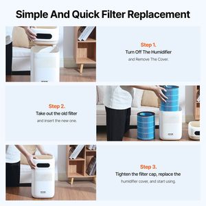Paquete de 2 filtros de repuesto para humidificador evaporativo BZT 234 de 5L, fácil instalación, uso doméstico - Product Image 5