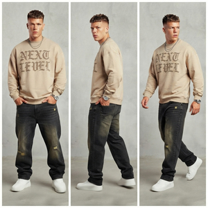 Camiseta de hombre personalizada de manga larga con pedrería, 100% algodón, oversize, hombros caídos, estilo casual, cuello redondo, con pedrería - Product Image 6