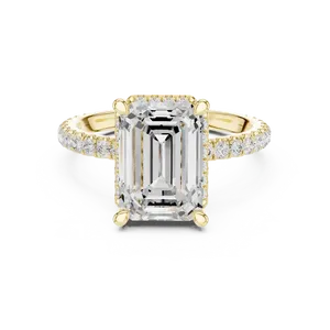 3.5ct <b>Emerald</b> Cut Lab Grown Diamond Halo Engagement <b>Ring</b> 10K 14K 18K Solid Gold 0.68 CTW Pave <b>Band</b> IGI Certified - Product Image 1