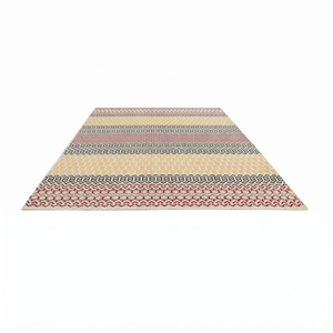 Tapis à rayures géométriques ivoire, moutarde, rouge et noir, motif tribal répétitif, tapis d'appoint pour salon, chambre et hôtel - Product Image 2