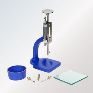 Appareil Vicat pour la détermination du temps de prise du ciment, équipement de laboratoire, base bleue avec plaque en verre et accessoires - Product Image 3
