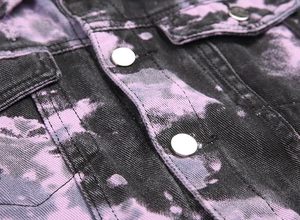 <b>Men's</b> Purple Camouflage Denim <b>Jacket</b> Turn-down Collar Slim Fit Single Breasted Button Closure Casual Autumn Wear - Product Image 4