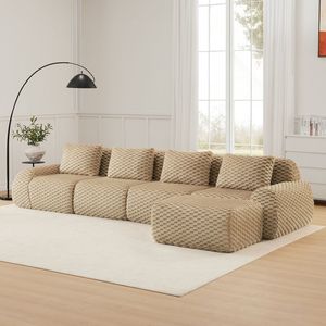 Divano componibile moderno a L da 146 pollici, sovradimensionato, a 4 posti, in tessuto flanella, senza struttura, mobile per soggiorno - Product Image 1