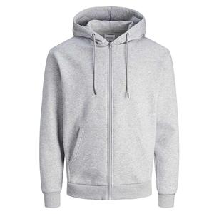 Sweat-shirt à capuche zippé gris pour homme, coupe classique, décontracté, en molleton uni, pour l'automne, 100 % coton respirant, tricoté - Product Image 4