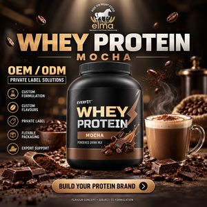Concentrado de Proteína de Suero de Leche Elma Food 1KG Sin Azúcar Añadido 50 Porciones Fórmula de Crecimiento Muscular con BCAA Proteína en Polvo Sin GMO - Product Image 1