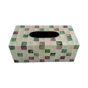 Caja de pañuelos rectangular de alta gama con incrustaciones de nácar y madera hecha a mano para decoración del hogar - Product Image 2