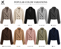 Manteau en laine classique pour femme X OEM |   Veste d'hiver en laine mélangée de qualité supérieure, double boutonnage, col amovible, fermeture à boutons |   Personnalisé